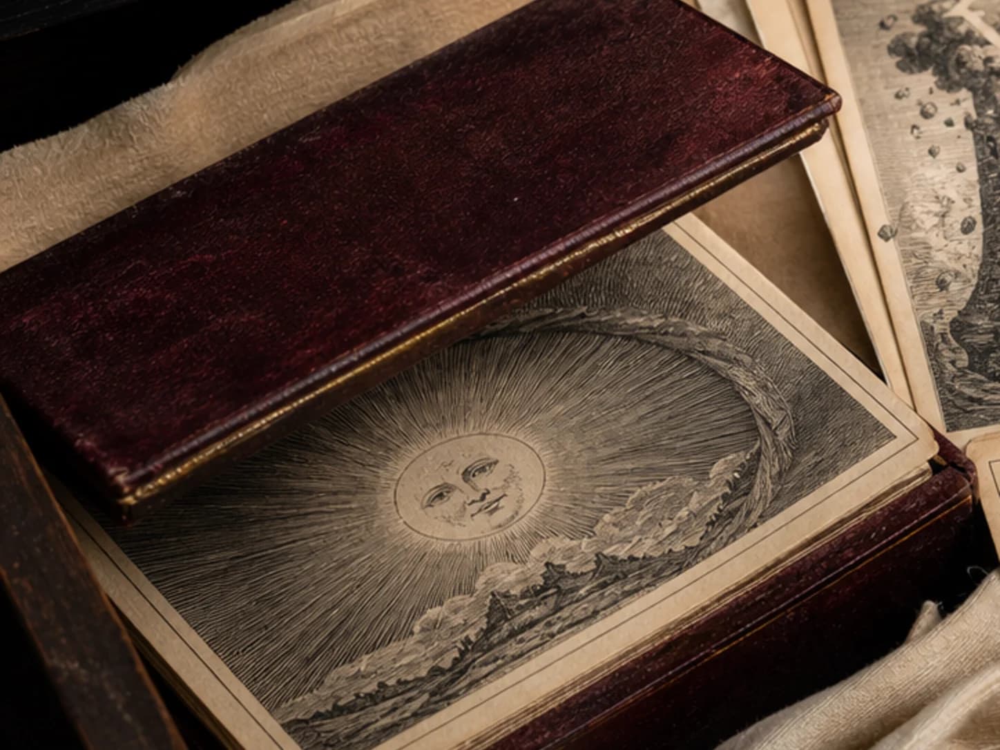 Major Arcana prints arranged inside a dark archival drawer